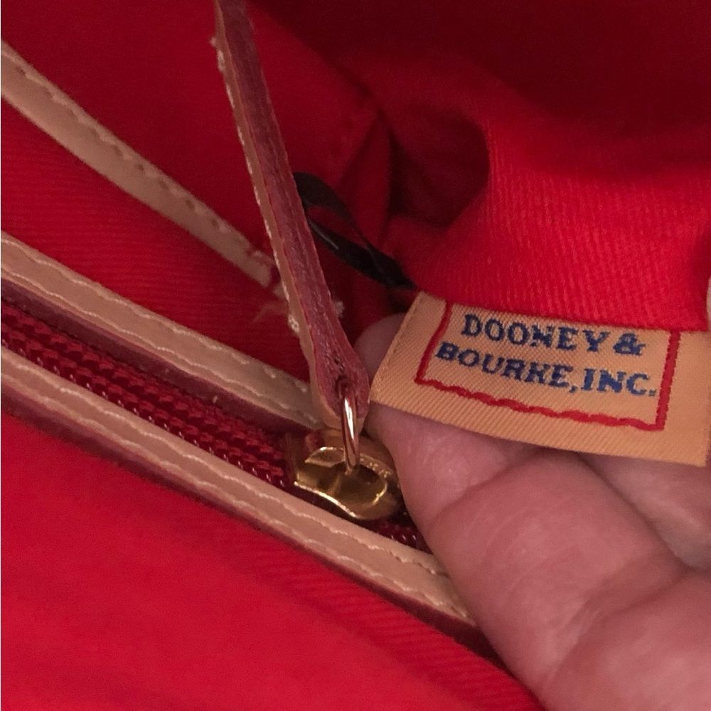 #4. Dooney & Bourke Epi Leather White Tan Double Zip Outer Pockets Satchel - Picture 10 of 12